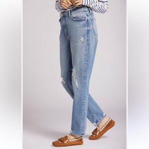 CURRENT ELLIOTT C/E Original Boyfriend Jeans Whitewashed Sunny Destructe…